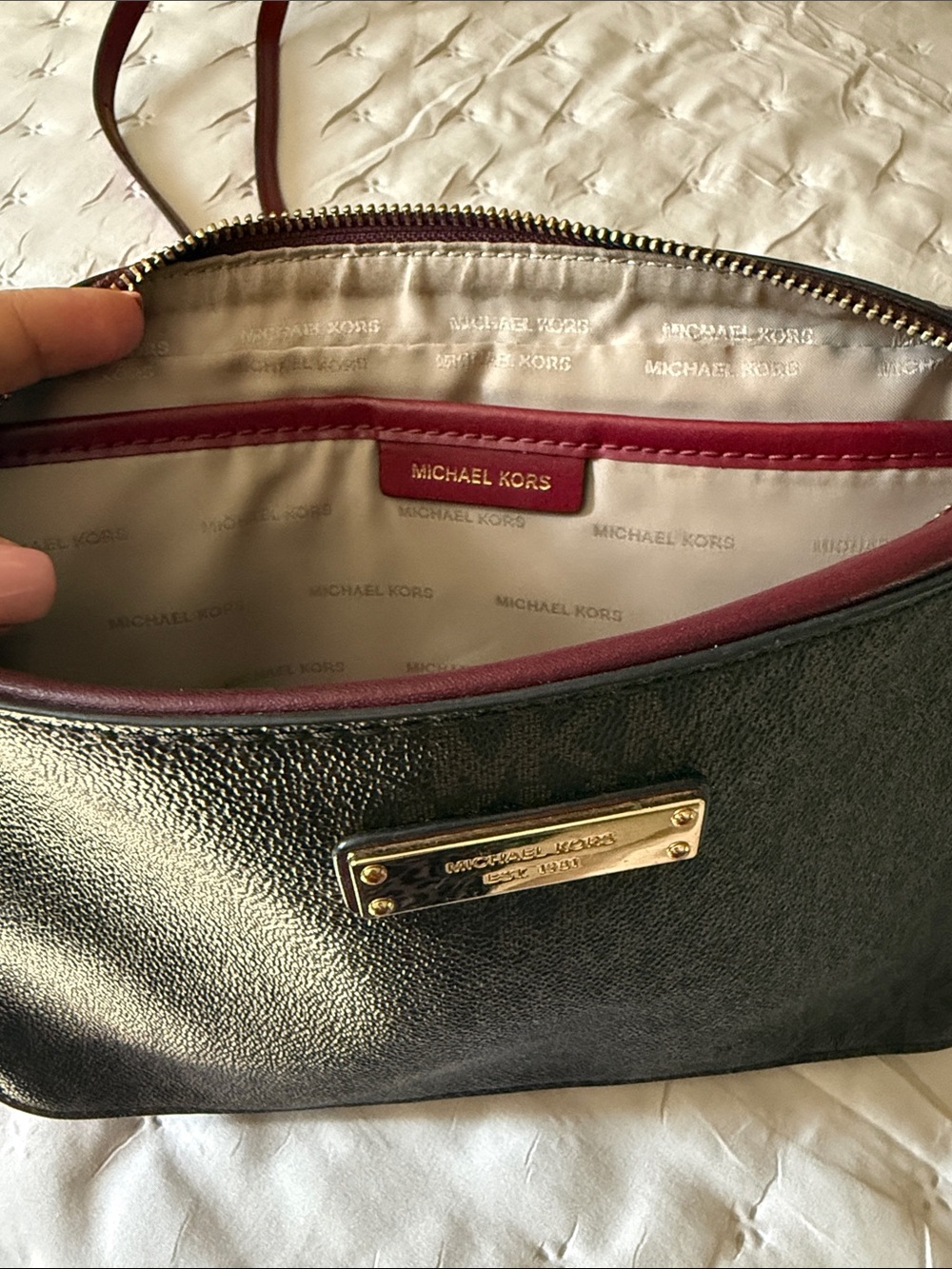 Michael Kors Brown and Red Trim Crossbody Bag - Picture 2 of 4